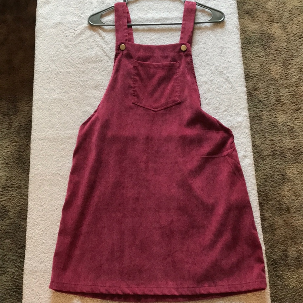 Burgundy overall dress